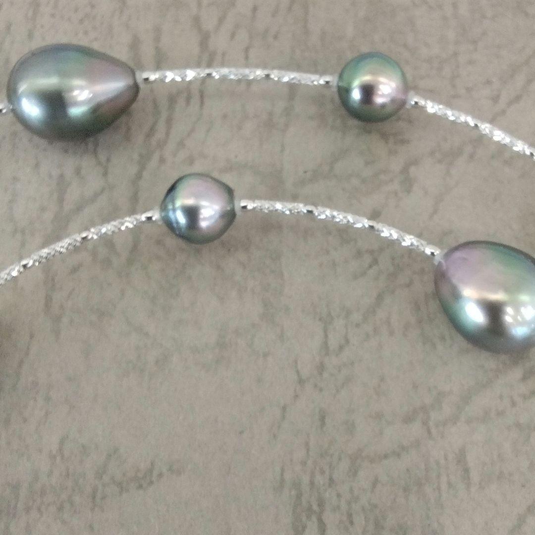 K18WG黒蝶真珠ロングネックレス　8.1～11.8mm珠　80cm　　新品