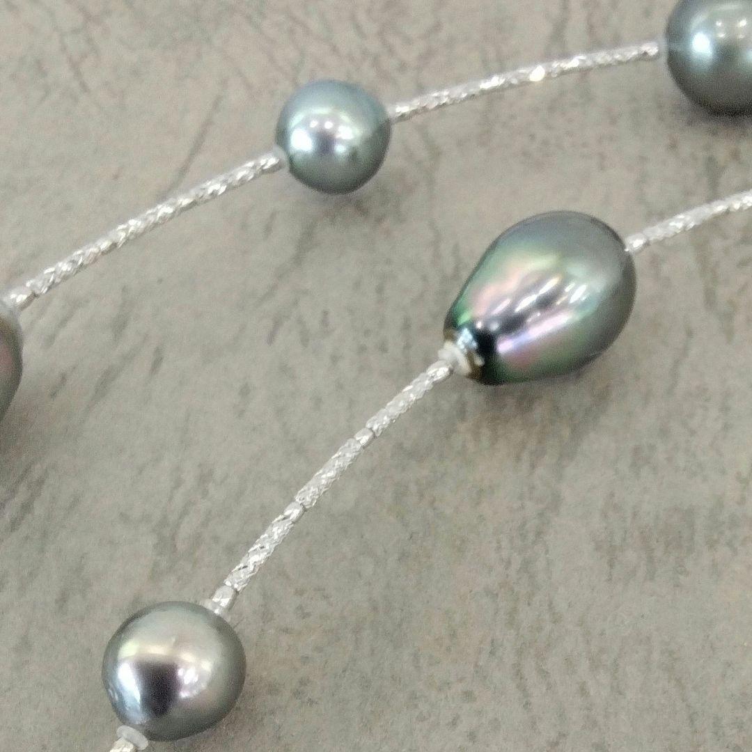 K18WG黒蝶真珠ロングネックレス　8.1～11.8mm珠　80cm　　新品