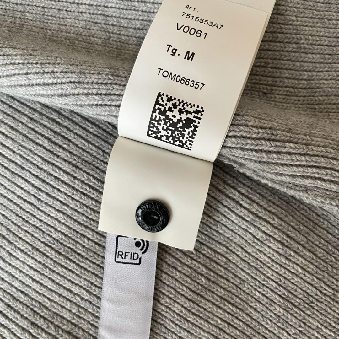 Stone  ドライバーズニット M グレー フルジップ リブ編み