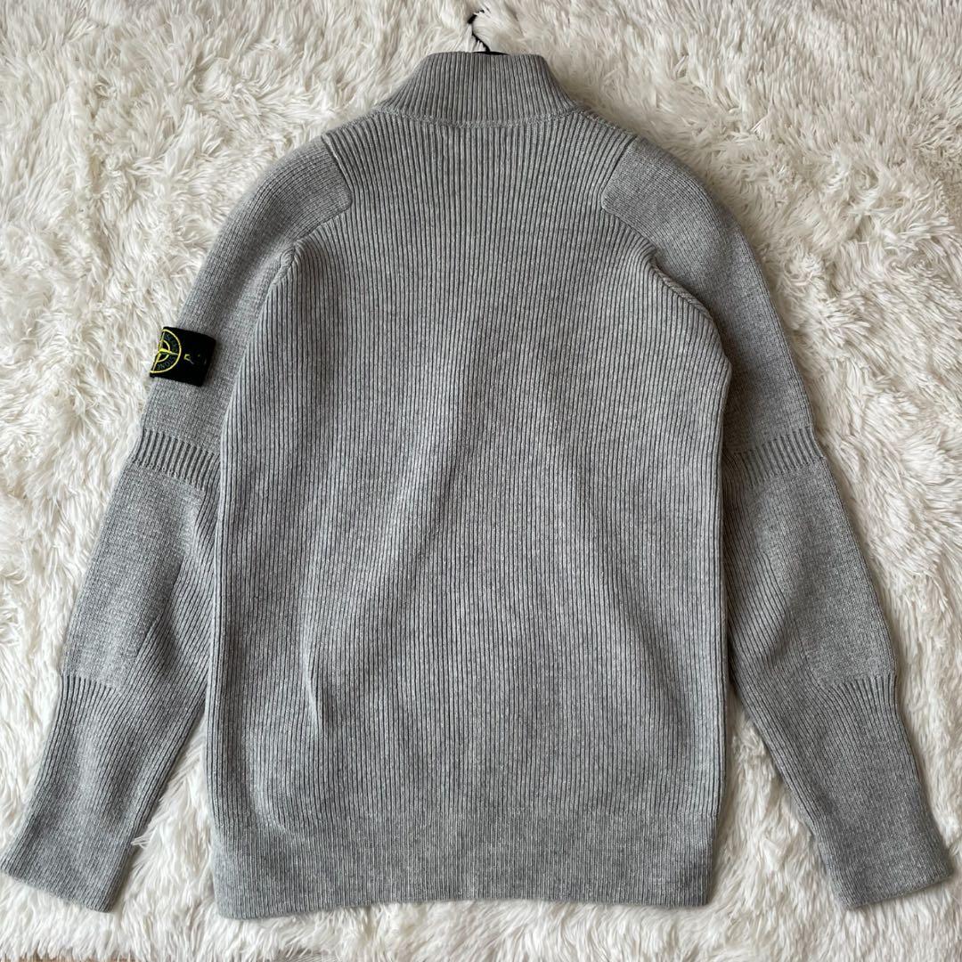 Stone  ドライバーズニット M グレー フルジップ リブ編み