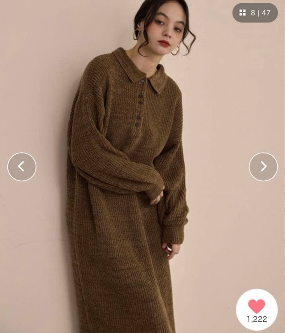 OLUN ニットポロワンピース　Sサイズ