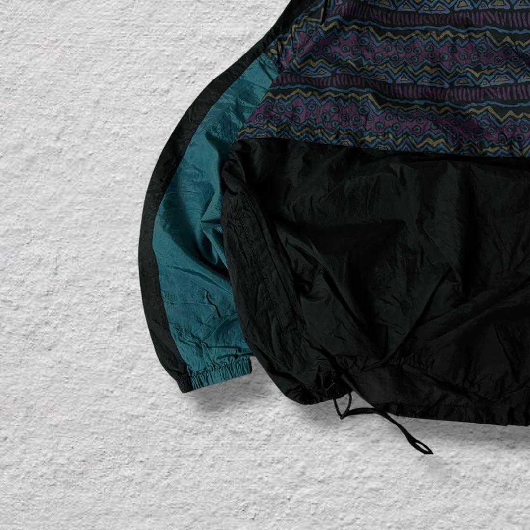 nikeナイロンジャケットアノラック90s古着vintageブラック幾何学柄L