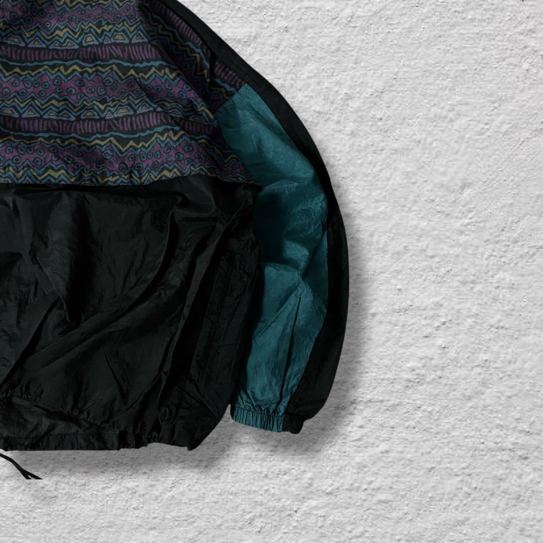 nikeナイロンジャケットアノラック90s古着vintageブラック幾何学柄L