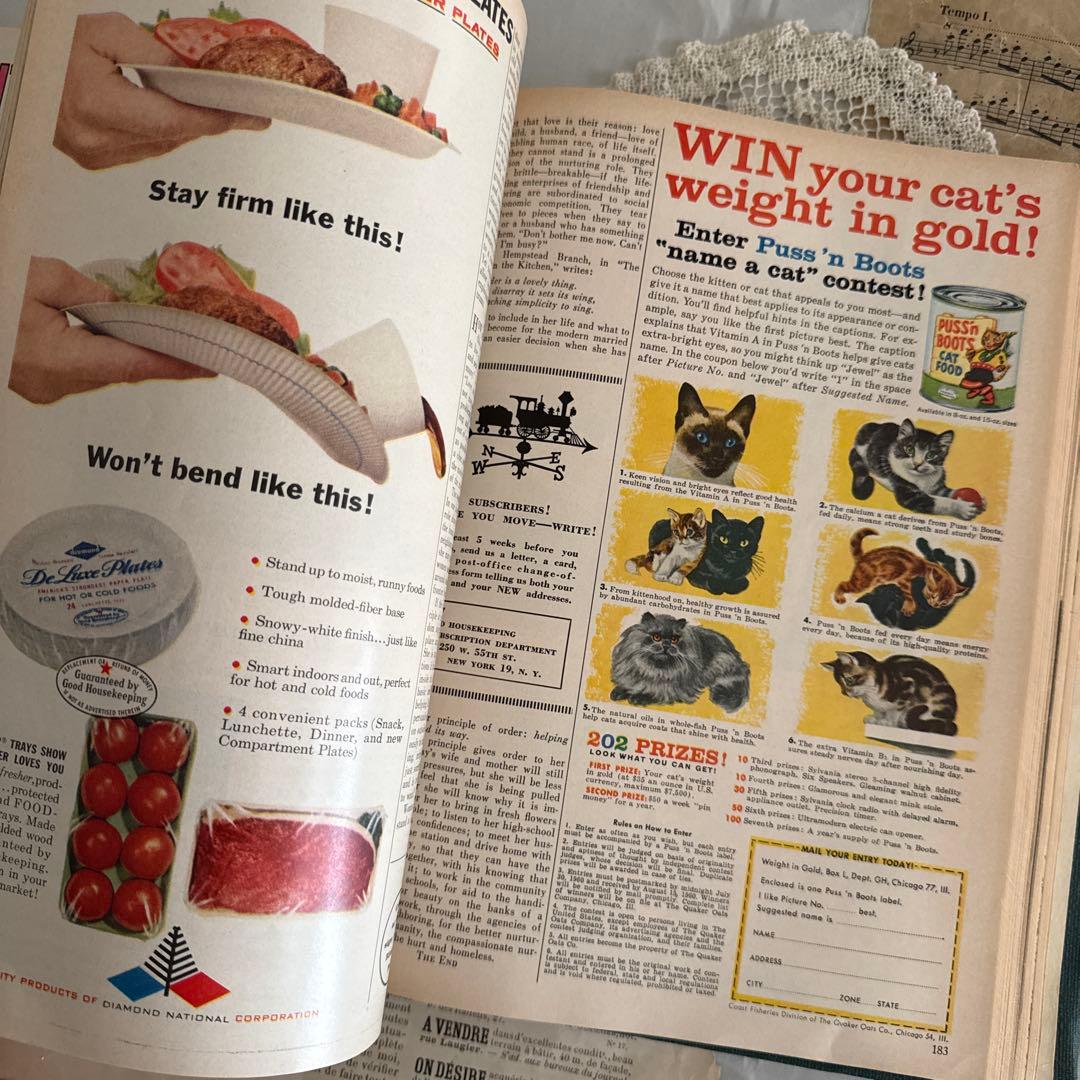 大容量❗️1960年ビンテージ可愛い雑誌　洋書　古書ジャンクジャーナル素材　広告