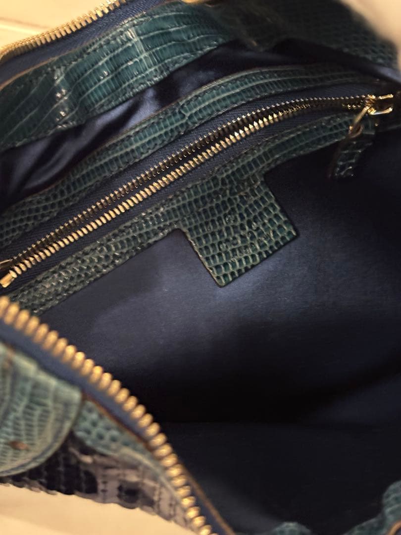 GUCCI グッチ グラム リザードスキン ブルー スパンコール バッグ