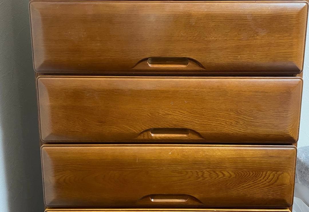 木製7段チェスト タンス　オーク材　箪笥　ハイチェスト　棚　引き出し付