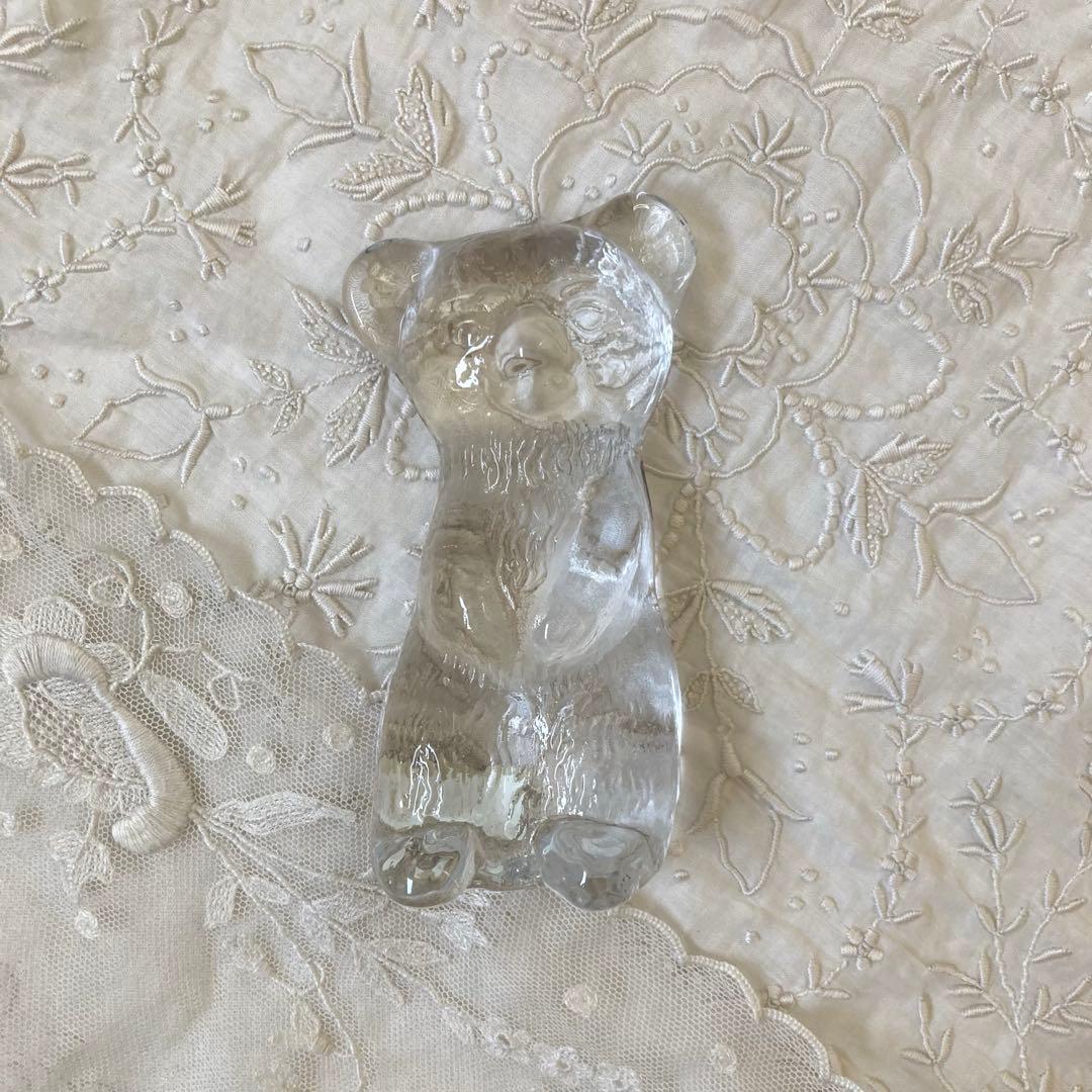 北欧ヴィンテージ　エダクリスタル社　クマさんのガラスオブジェ　　ペーパーウェイト