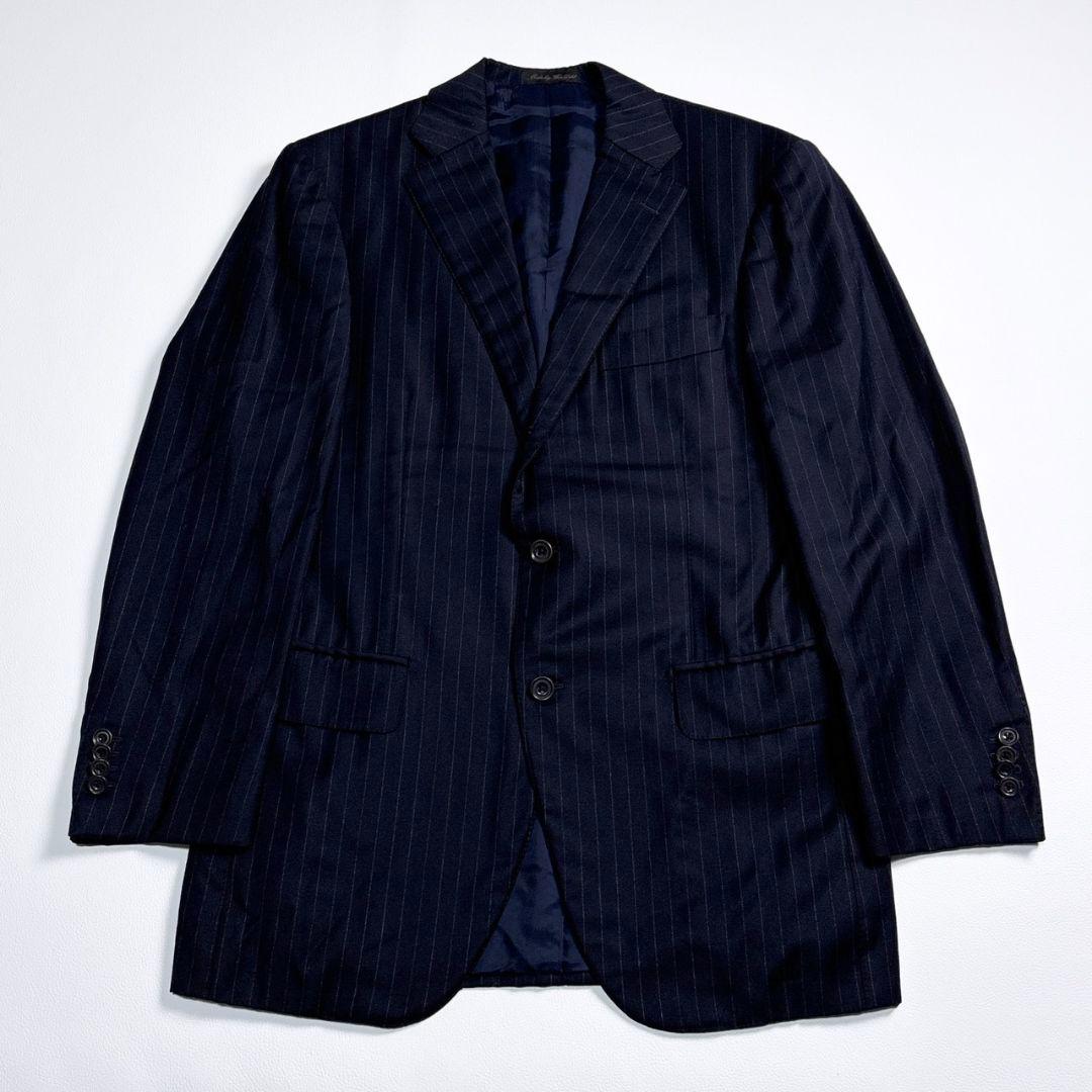 美品 ロロピアーナ スーツ セットアップ M ネイビー ストライプ シップス