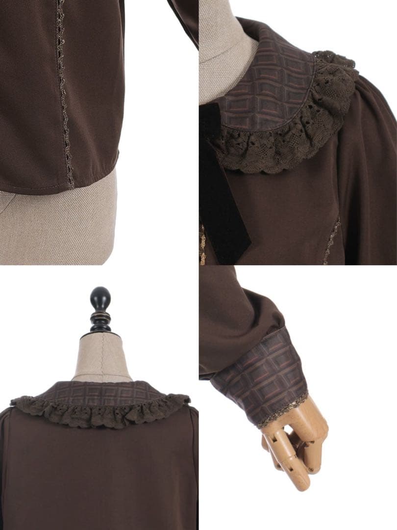 新品タグ付き✴︎シャルミエール　チョコレート柄衿ブラウス