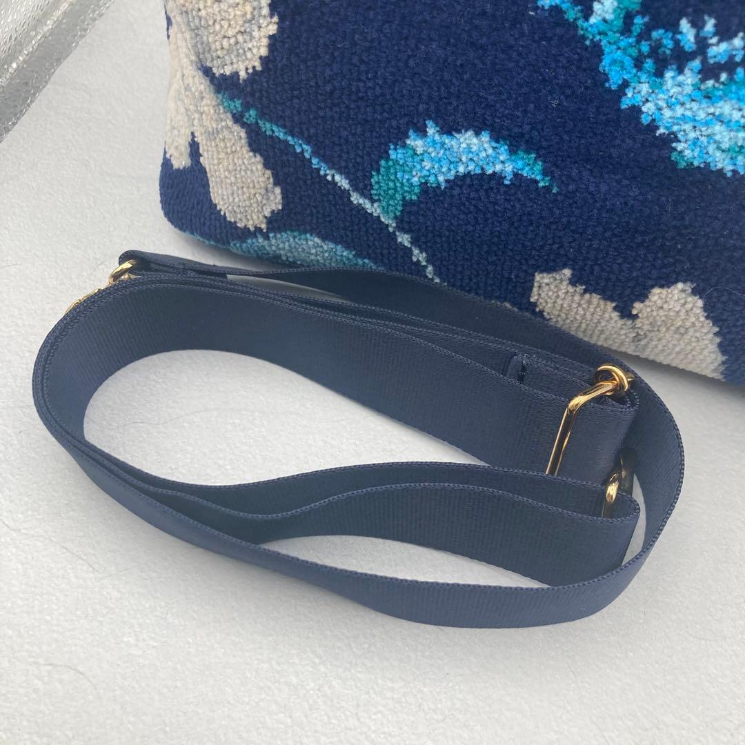 極美品✨ フェイラー　ピュアリティ　シュニール織　ハンドバッグ　ショルダー　紺色