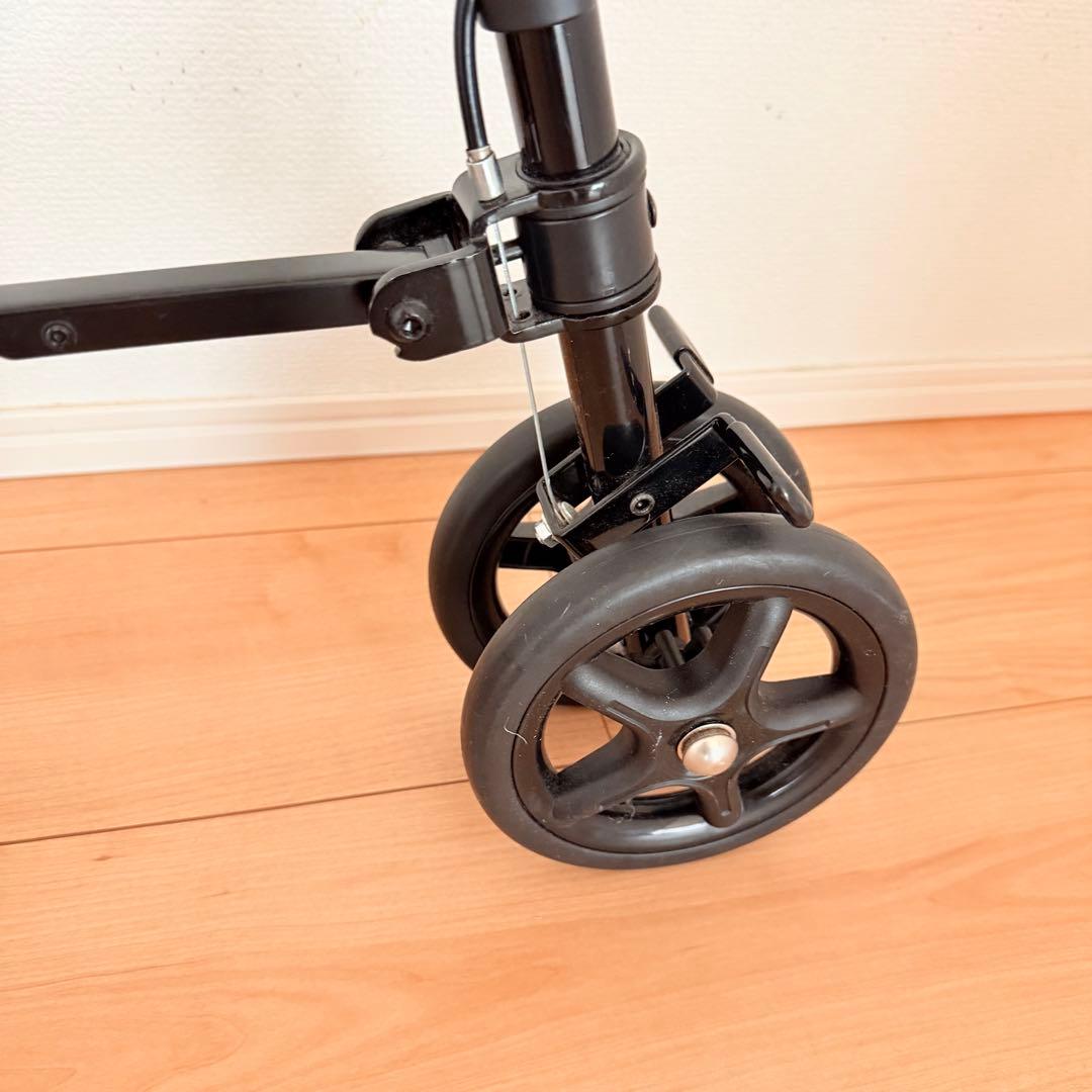 フジホーム ハンドレールステッキII ブラック タイヤ付き杖 歩行器