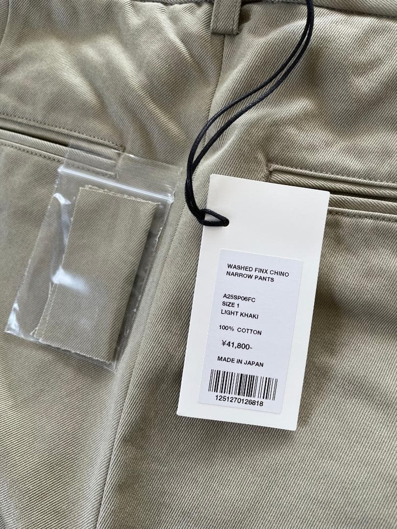 新品 オーラリー WASHED FINX CHINO NARROW PANTS
