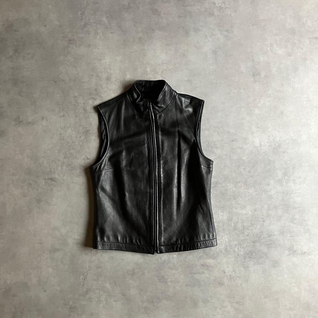 トップス 00s y2k BENETTON normcore leather vest