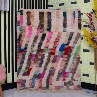 モロッコ製ヴィンテージラグ143 レア マゼンタピンク ミントグリーン ブルー