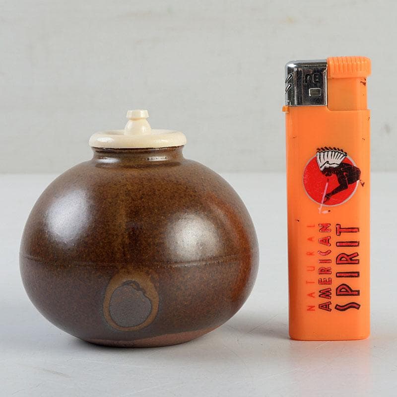 茶道具　笹田（平安）仁史作　大名物　國司茄子写　茶入　共箱　V　9327