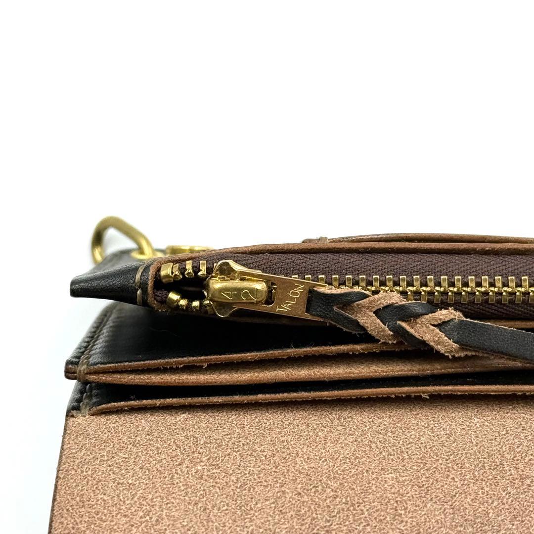 トラッカーウォレット(ブラック)サドルレザー　タロンジッパー　真鍮金具