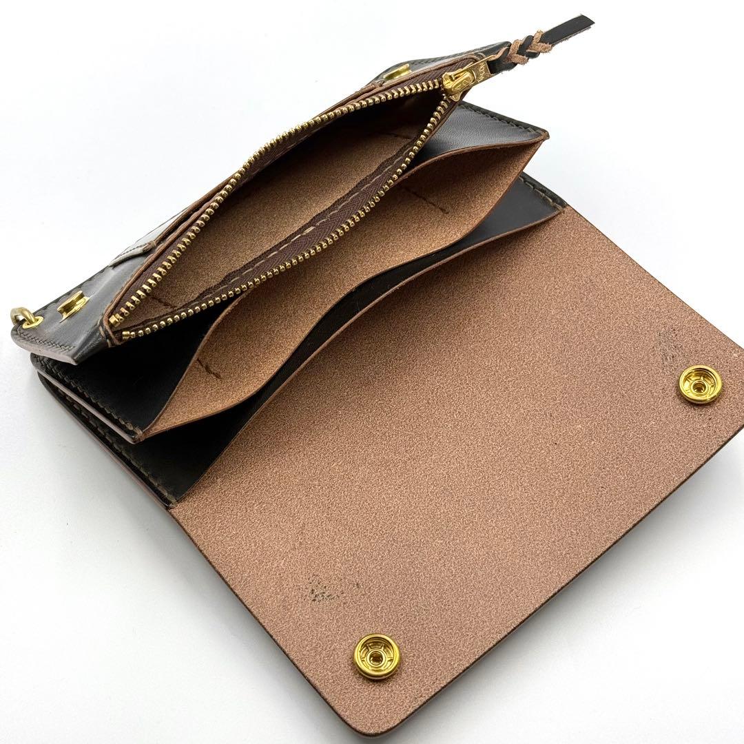 トラッカーウォレット(ブラック)サドルレザー　タロンジッパー　真鍮金具