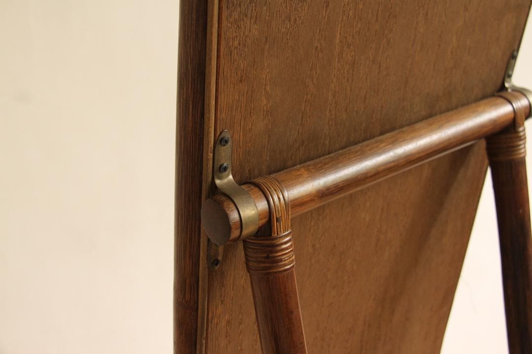 全身鏡　姿見　スタンドミラー　鏡　ラタン　籐製　ハート　レトロ家具　ビンテージ