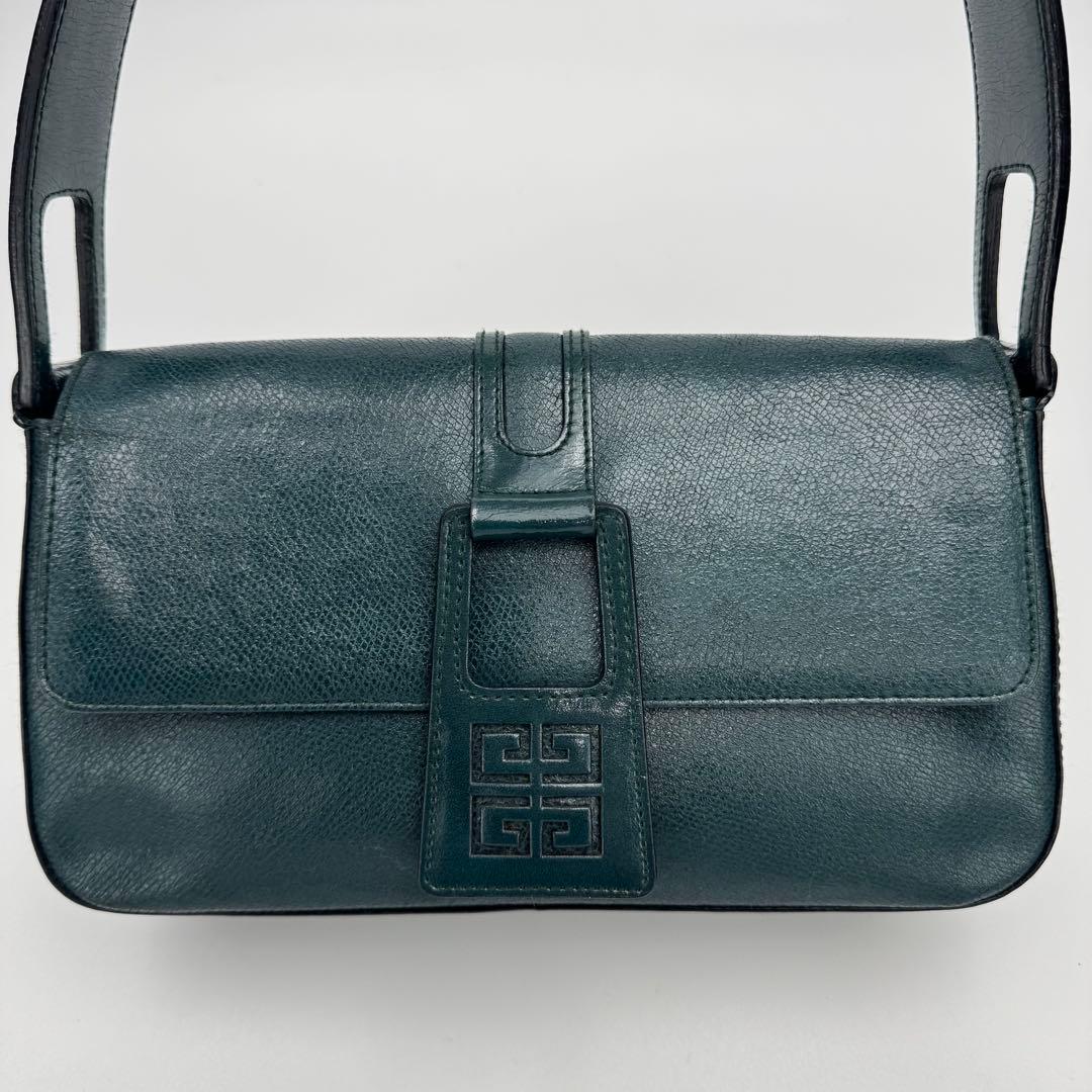 ジバンシー 4Gロゴ レザー ハンドバッグ ショルダーバッグ 肩掛け 濃緑