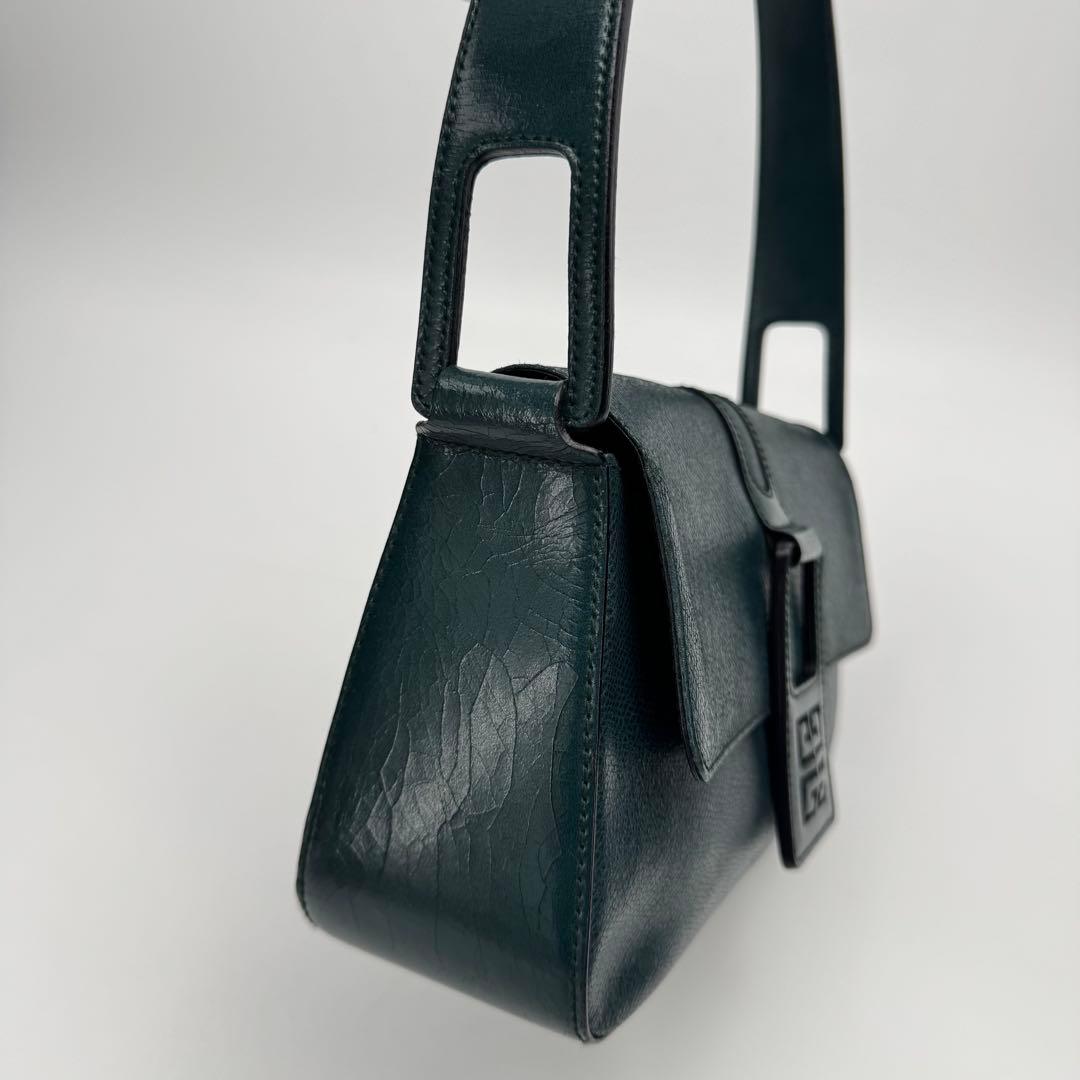 ジバンシー 4Gロゴ レザー ハンドバッグ ショルダーバッグ 肩掛け 濃緑