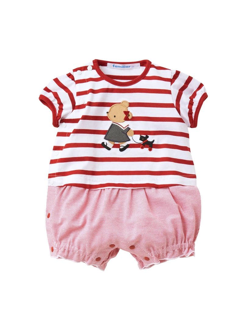 新品未使用 familiar 袖付ロンパス 80cm