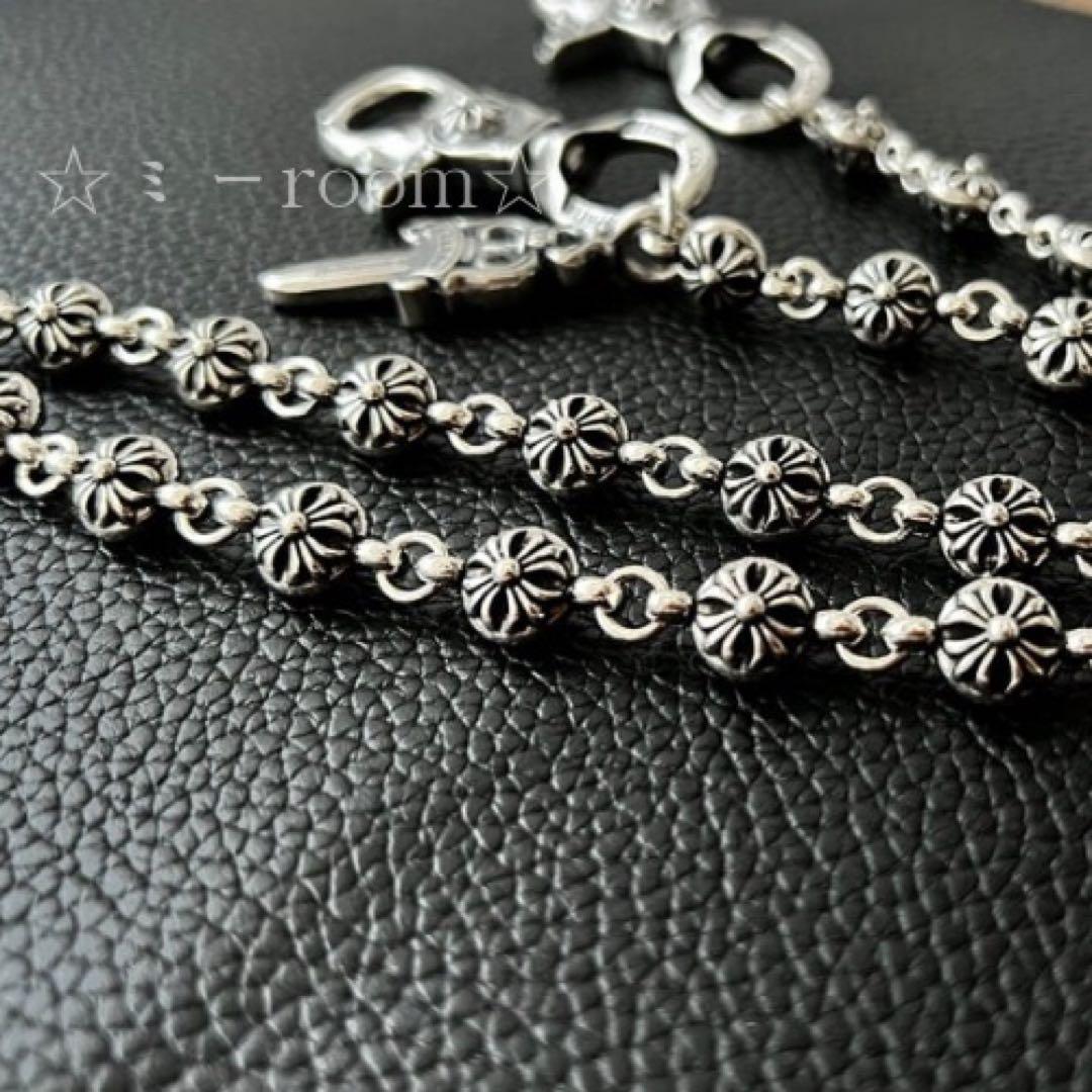 【3本】ウォレットチェーン シルバー クロスボールチェーンdagger S925