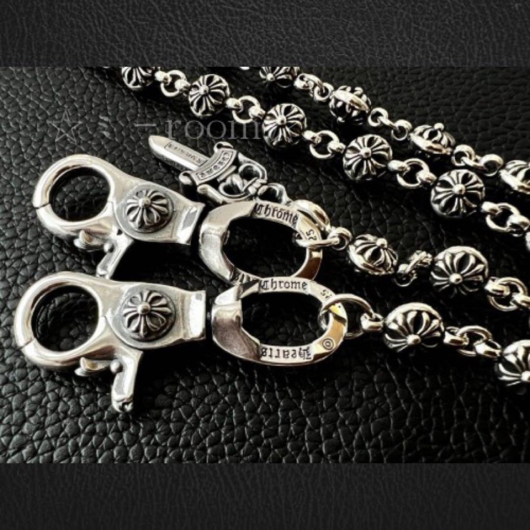 【3本】ウォレットチェーン シルバー クロスボールチェーンdagger S925