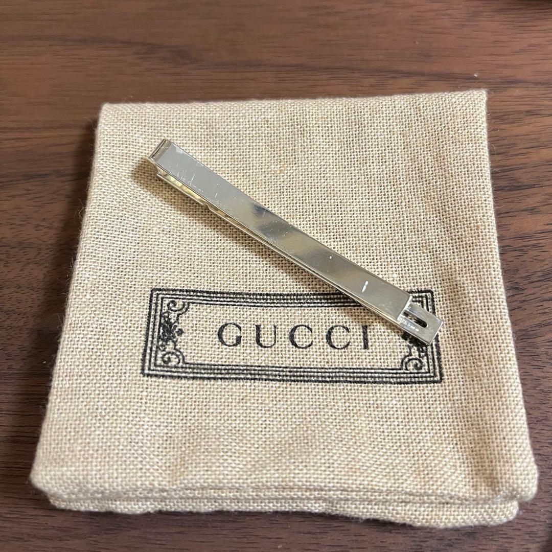 【週末セール】GUCCI ノットディテール GG ネクタイピン　シルバー
