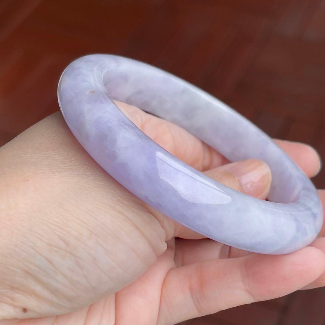 コレクション級！超希少ラベンダーカラー59.5cmミャンマー産天然本翡翠バングル