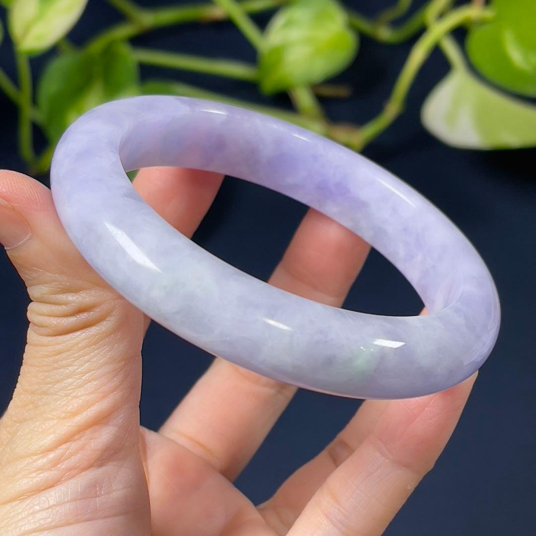コレクション級！超希少ラベンダーカラー59.5cmミャンマー産天然本翡翠バングル