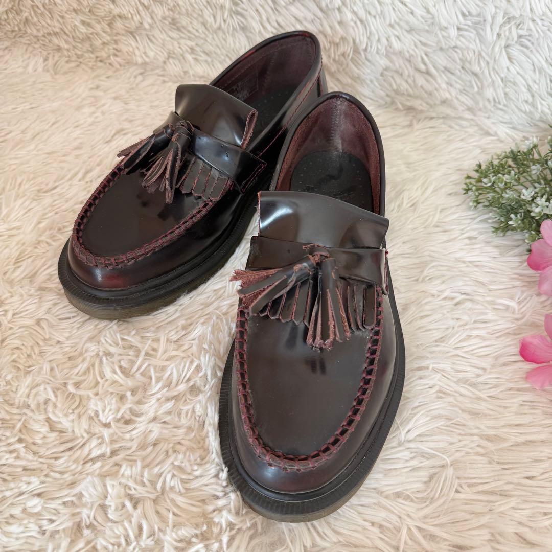Dr.Martens バーガンディ タッセル付きレザー ローファー UK3