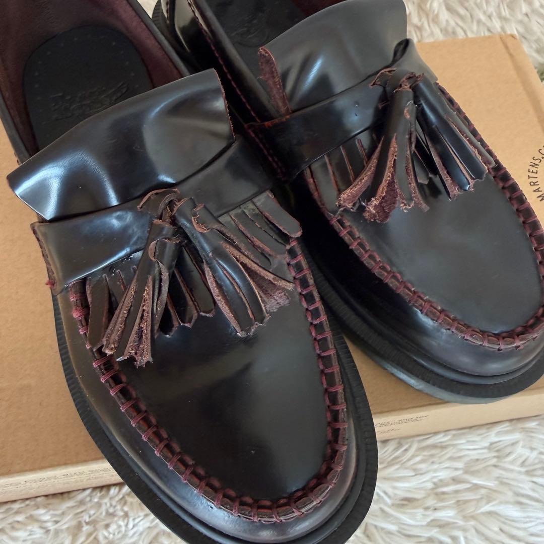 Dr.Martens バーガンディ タッセル付きレザー ローファー UK3