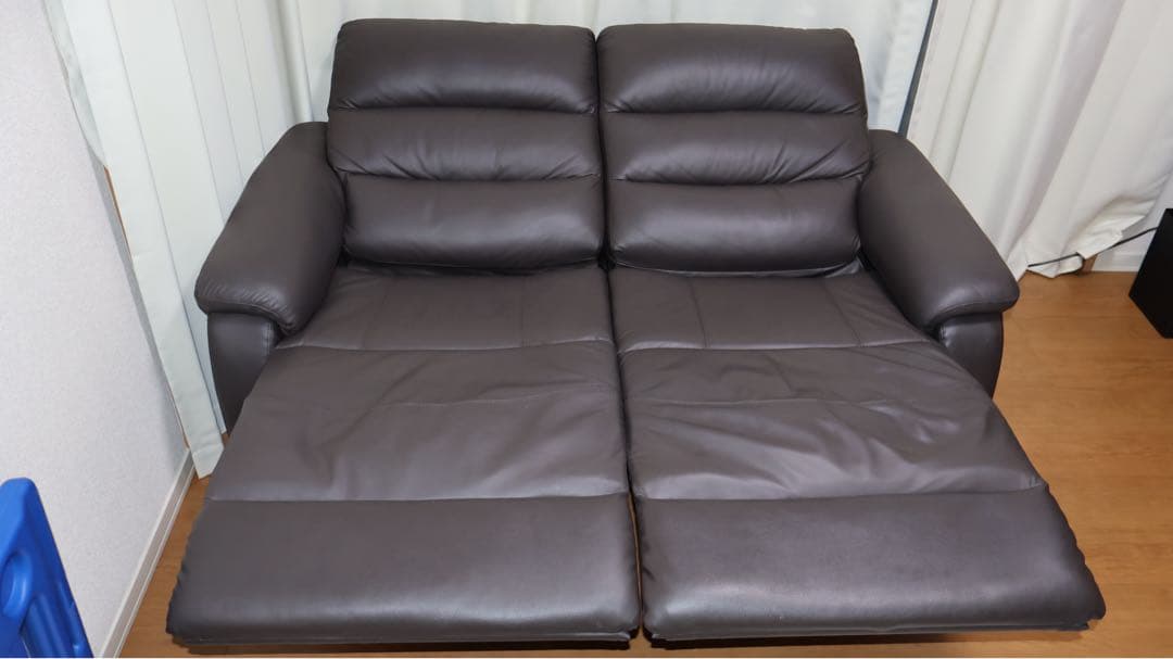 【美品】2人掛け電動リクライニングソファ　Nビリーバ　ダークブラウン　革