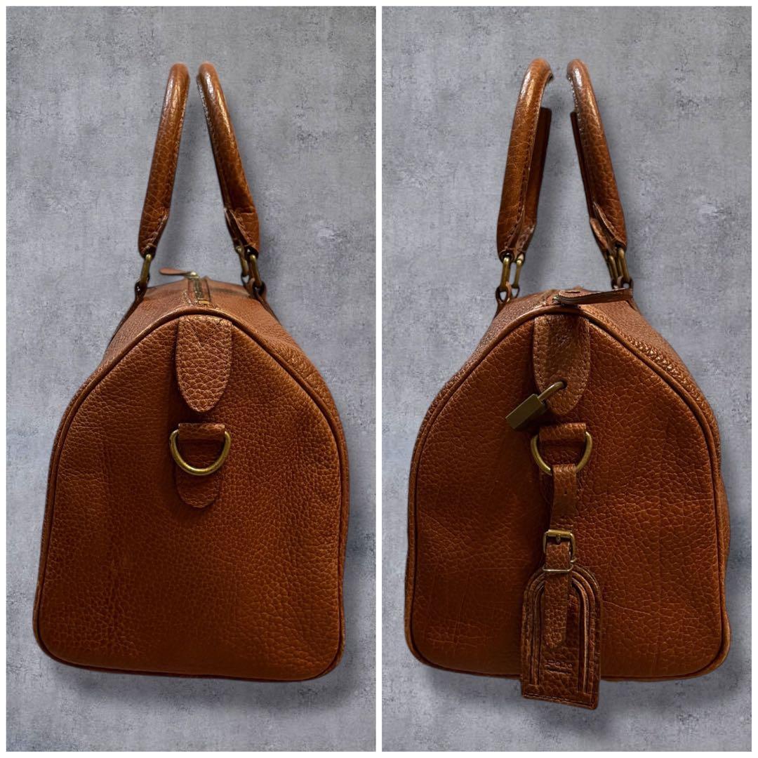 【超希少・鍵付】ラルフローレン レザーボストンバッグ ミニボストン 本革 南京錠