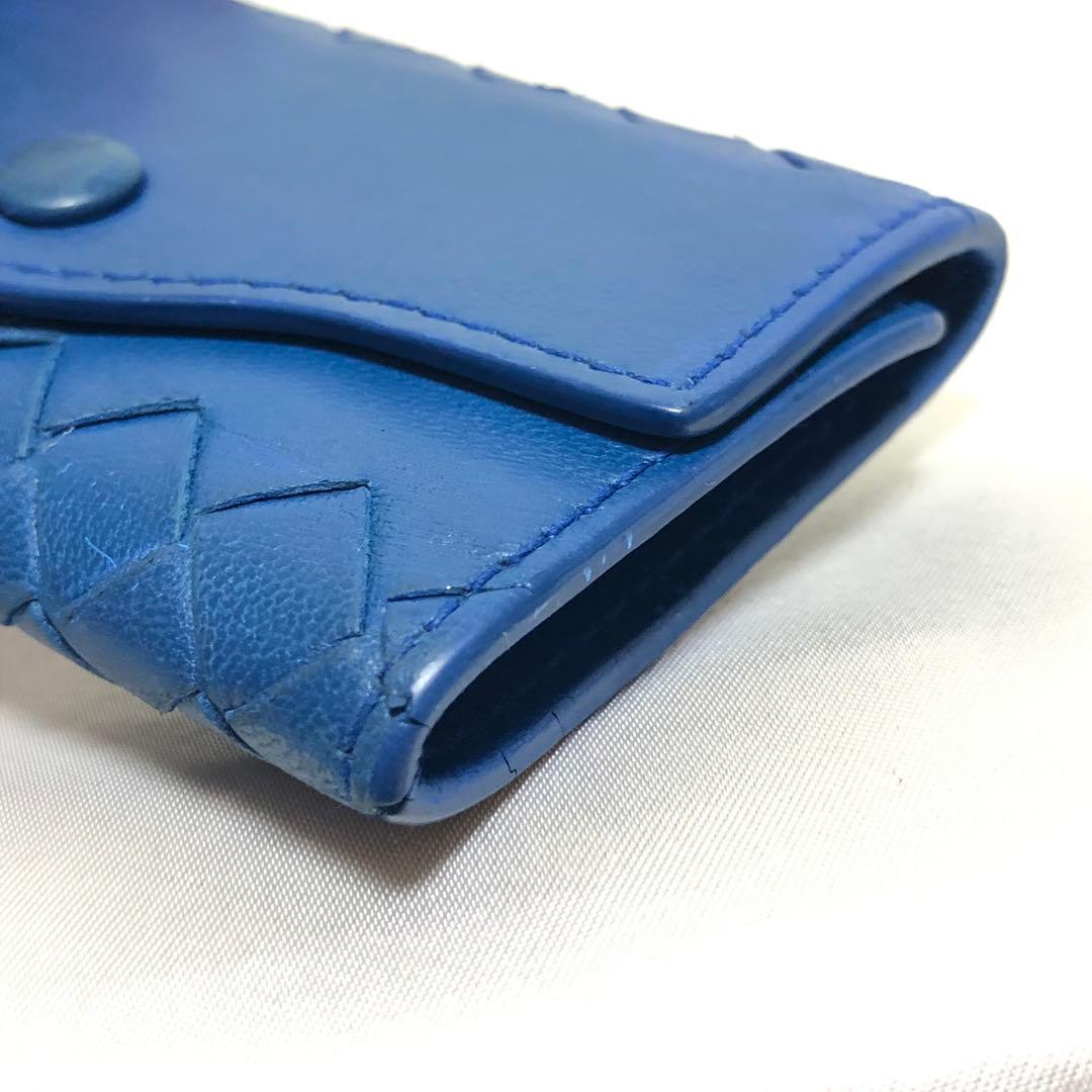ボッテガ ヴェネタ　キーケース　イントレチャート　ラムレザー　サファイアブルー