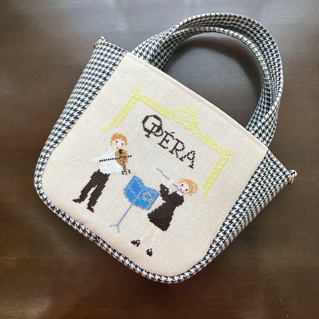 【クロスステッチ❤︎ツイードトートバッグ】ハンドメイド　手刺繍　サモイロフ