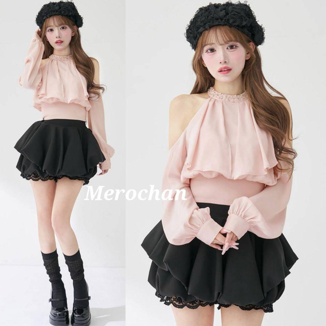 ダーリッチ パールネックアメスリブラウス 新品 ピンク