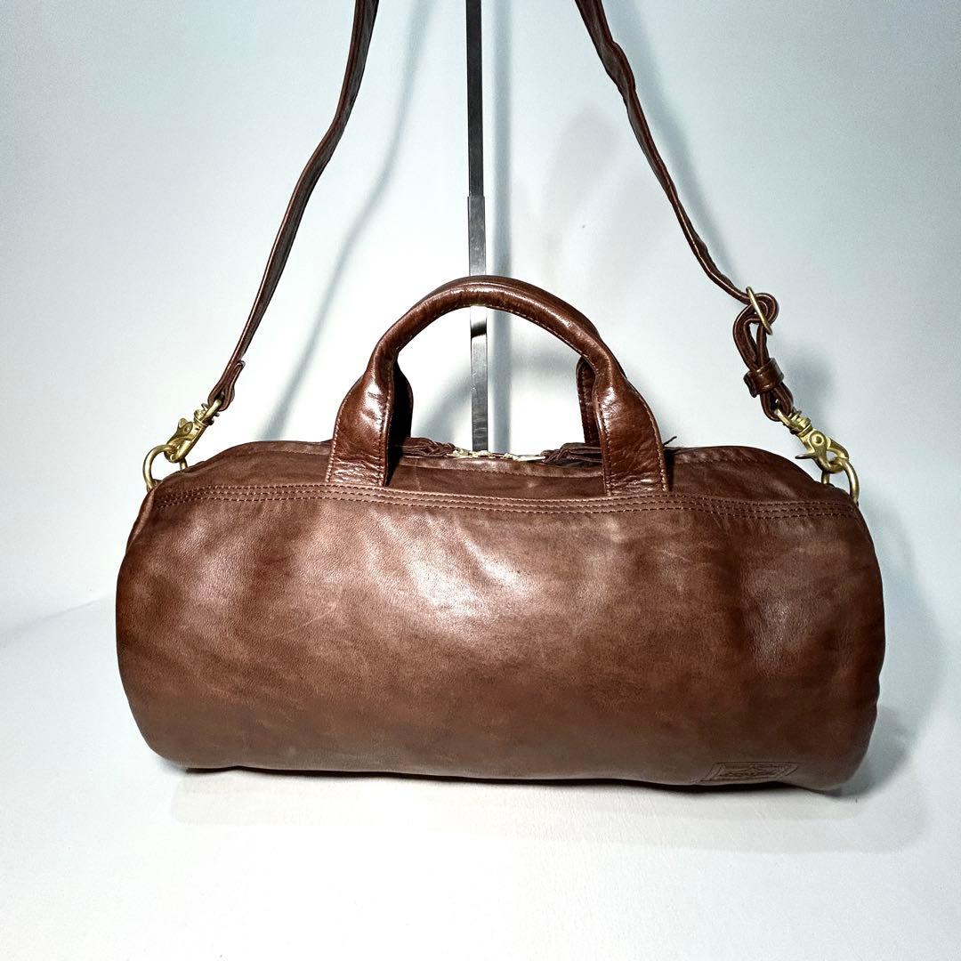 美品✨PORTER ポーター フランク 2WAY レザー ボストンバッグ S 茶