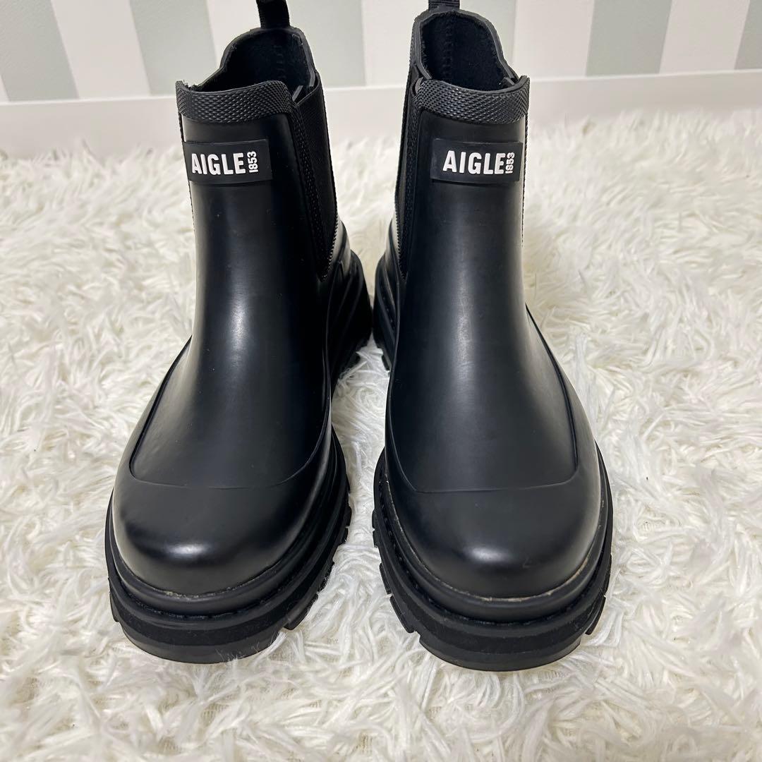 エーグル　ソフトレイン2 ラバーブーツ　サイドゴア　ブラック　38 24センチ