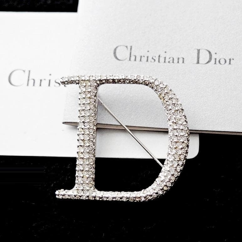 Dior ディオール ブローチ Dロゴ シルバー ラインストーン