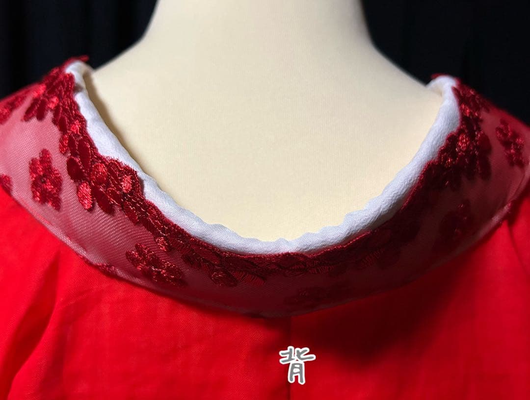 半襦袢　筒袖　いちごいちえオリジナル　簡易衣紋抜き付き（赤）　うそつき半襦袢