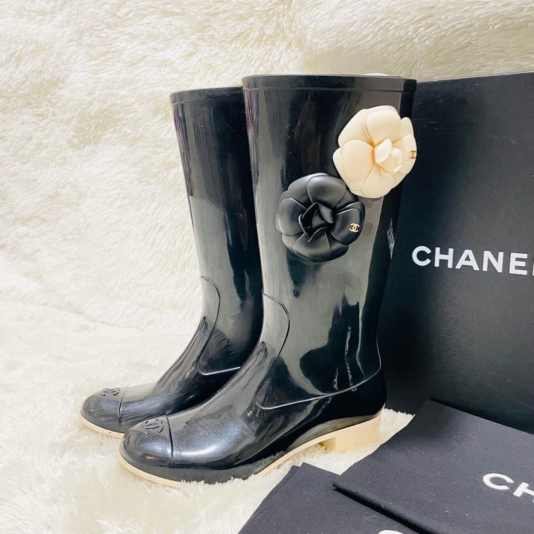 CHANEL シャネル レインブーツ ココマーク カメリア 36 箱＆保存袋