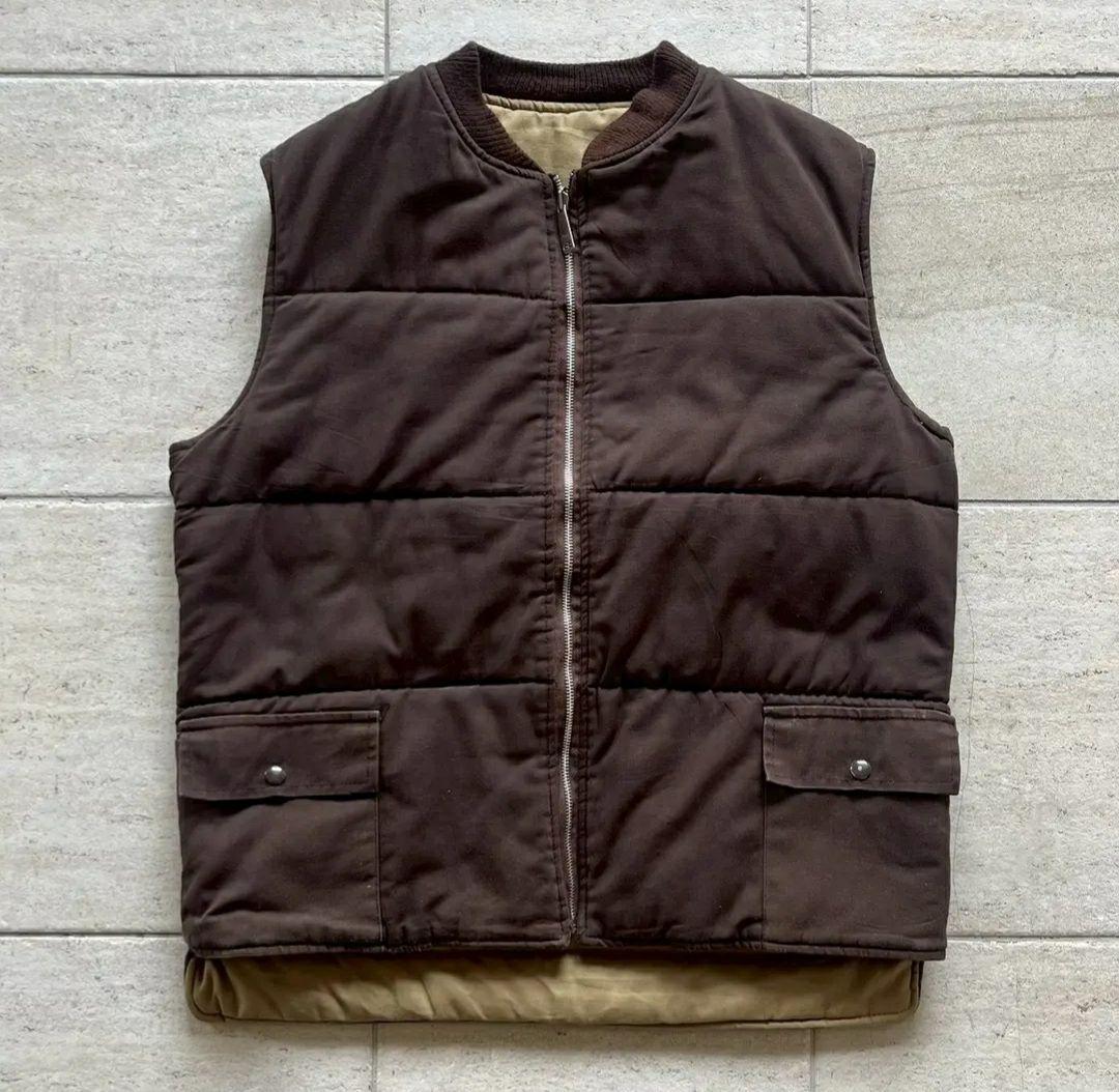 80's ダウンベスト　ブラウン　リバーシブル　XL