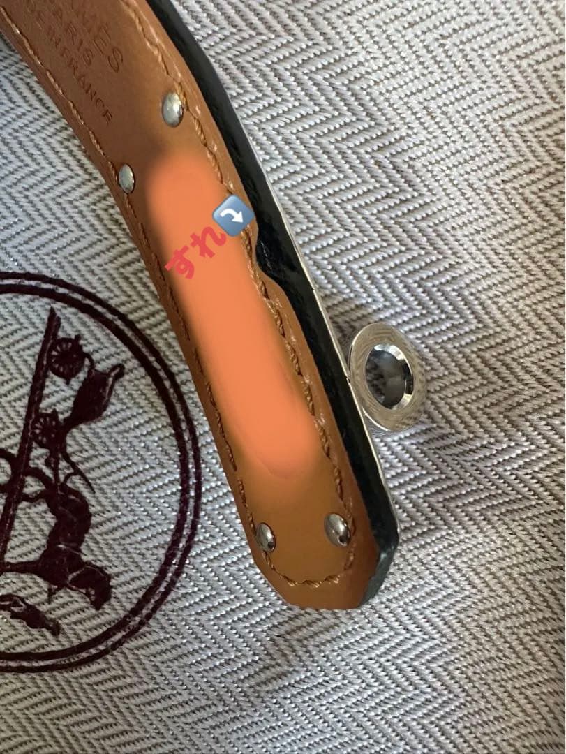 HERMÈS 黒×シルバー レザーベルトC 刻印