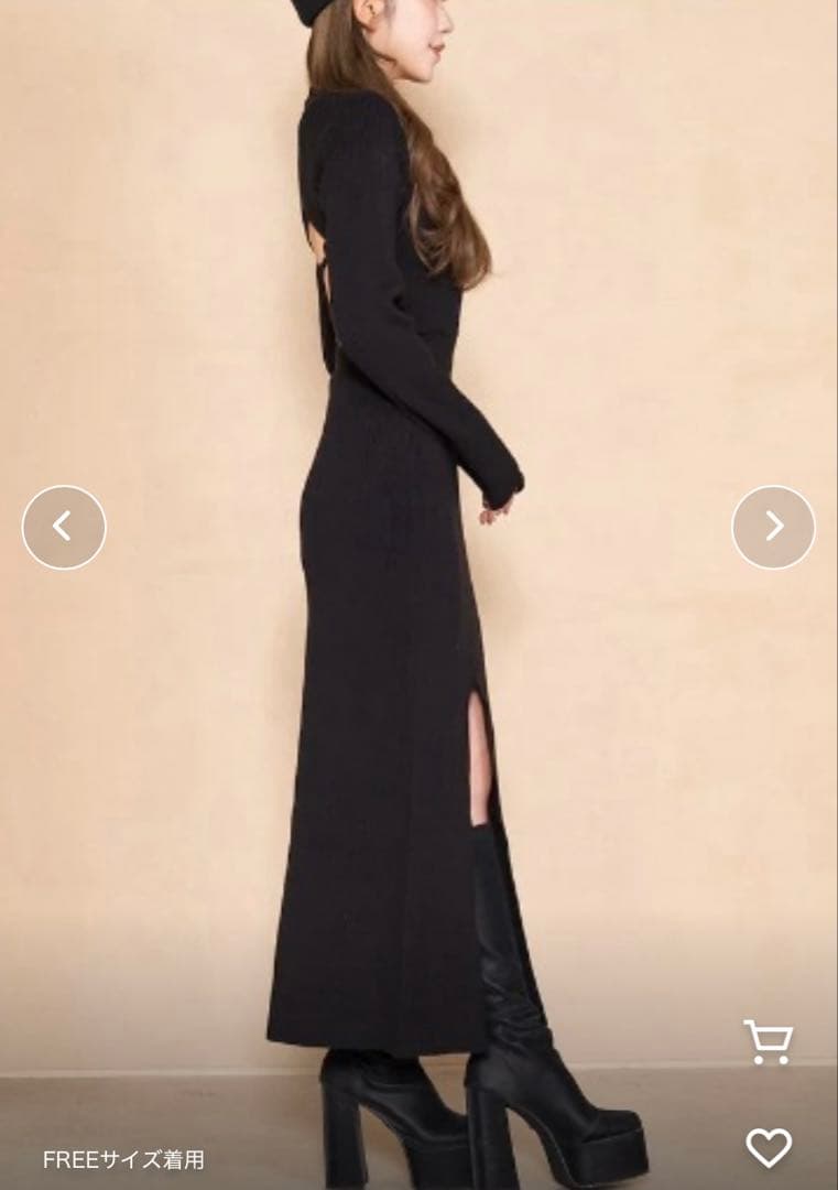 Darich バックオープンベルトニットワンピース 無地 秋、冬 ダーリッチ