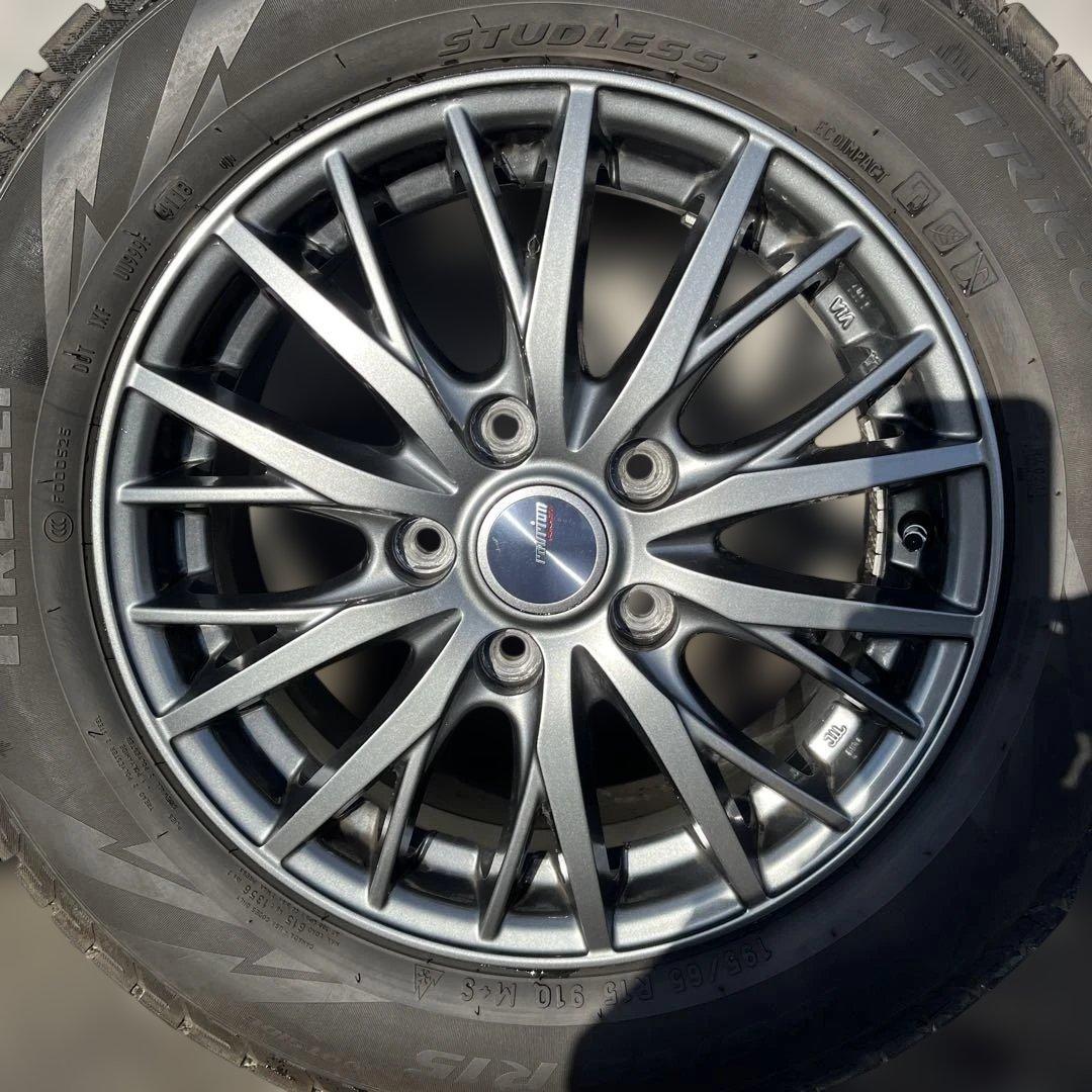 美品ピレリ製195/65r15スタッドレスタイヤをWEDS製アルミホイールに装着