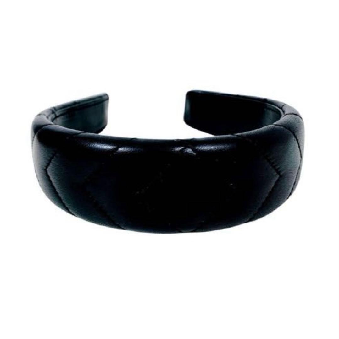 GUCCI　グッチ　ラムスキンレザー　キルティング　カチューシャ