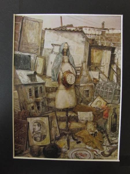 藤田嗣治、【すぐ戻ります（蚤の市）】、希少な限定額装用画集画、新品高級額 額装付