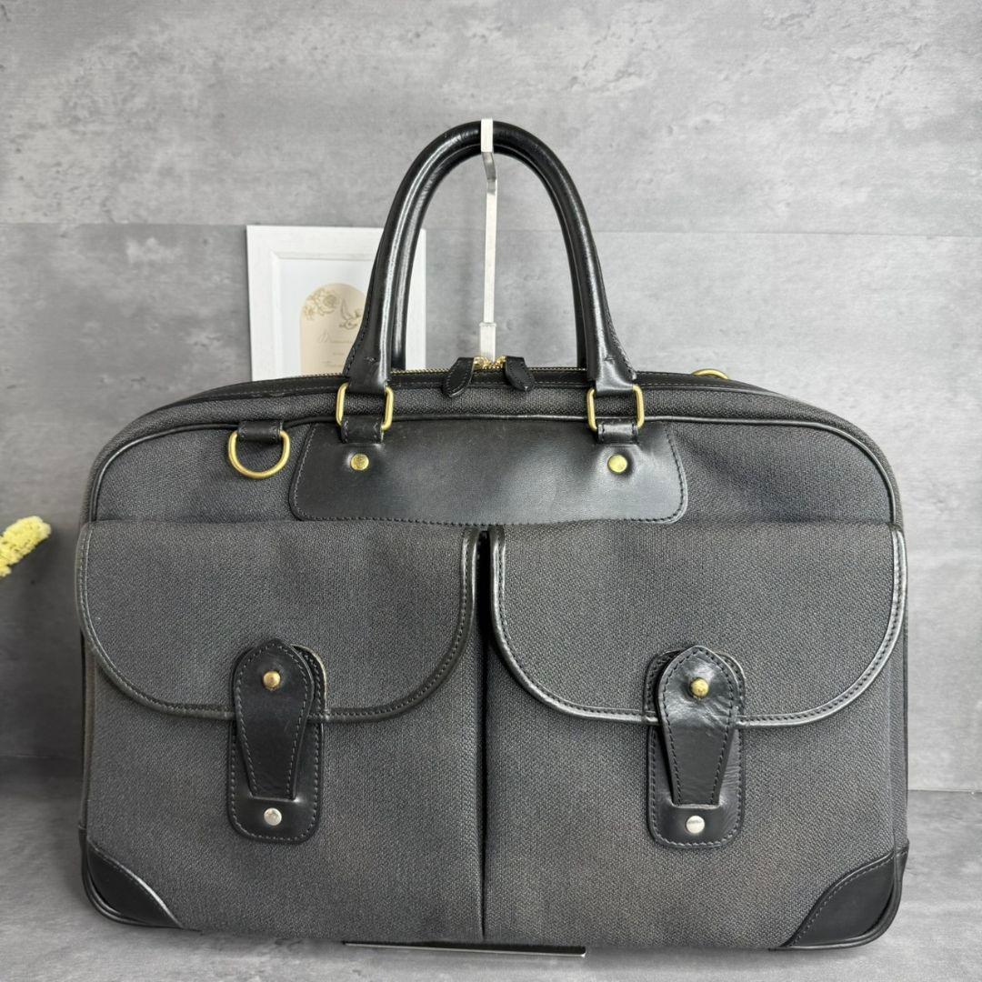 【入手困難】万双 レザー キャンバス コンビ 天ファスナー ブリーフケース
