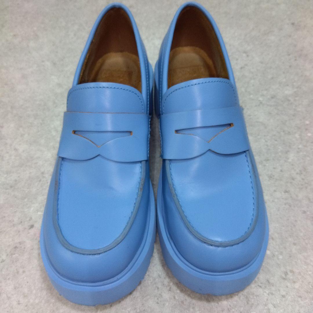 美品CAMPER カンペール 水色 厚底ローファー37